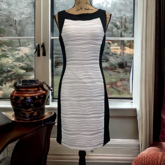 Calvin Klein Dresses & Skirts - Calvin Klein Neutral Colorblocked Sleeveless Sheath Dress Size 6 - N1092